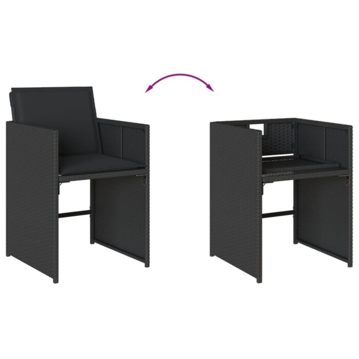 Chaises de jardin lot de 4 avec coussins noir résine tressée – Image 6