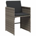 Chaises de jardin avec coussins lot de 4 gris résine tressée – Image 2