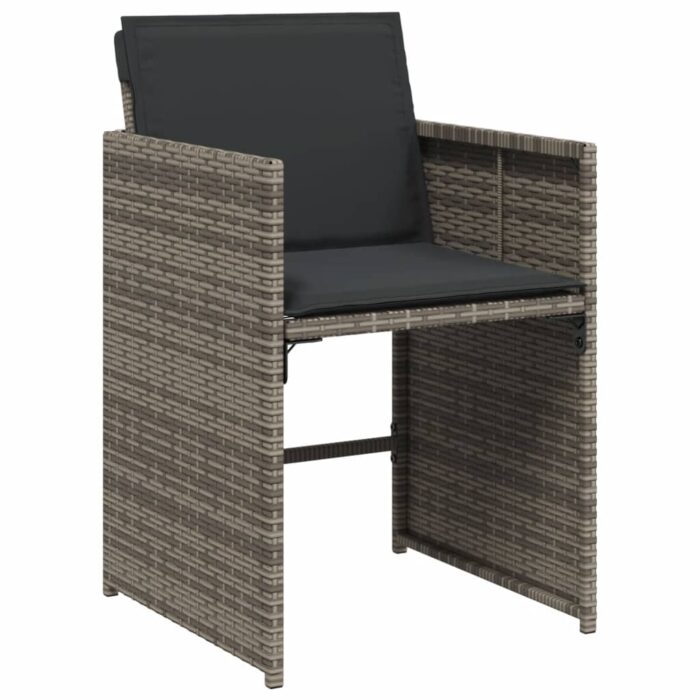 Chaises de jardin avec coussins lot de 4 gris résine tressée – Image 2