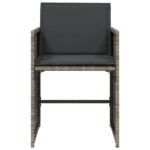 Chaises de jardin avec coussins lot de 4 gris résine tressée – Image 3