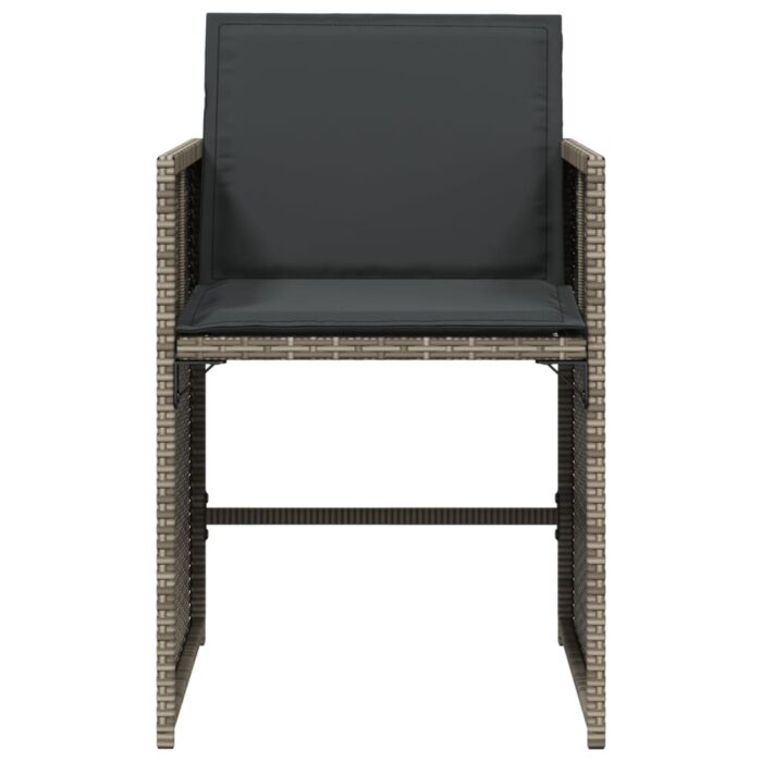 Chaises de jardin avec coussins lot de 4 gris résine tressée – Image 3