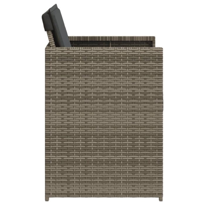 Chaises de jardin avec coussins lot de 4 gris résine tressée – Image 4