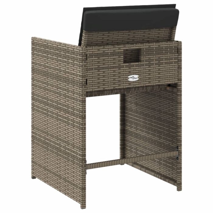 Chaises de jardin avec coussins lot de 4 gris résine tressée – Image 5