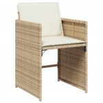Chaises de jardin avec coussins lot de 4 beige résine tressée – Image 10