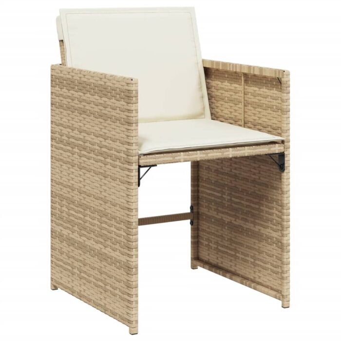Chaises de jardin avec coussins lot de 4 beige résine tressée – Image 10