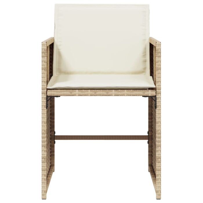 Chaises de jardin avec coussins lot de 4 beige résine tressée – Image 2