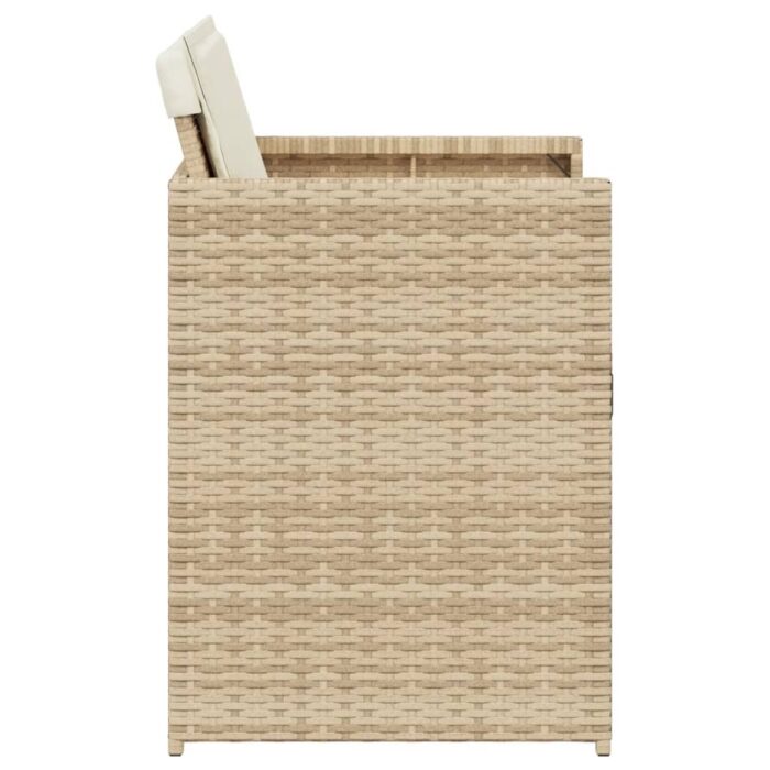 Chaises de jardin avec coussins lot de 4 beige résine tressée – Image 3