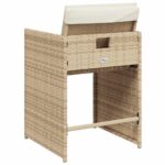 Chaises de jardin avec coussins lot de 4 beige résine tressée – Image 4