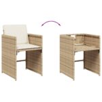 Chaises de jardin avec coussins lot de 4 beige résine tressée – Image 5