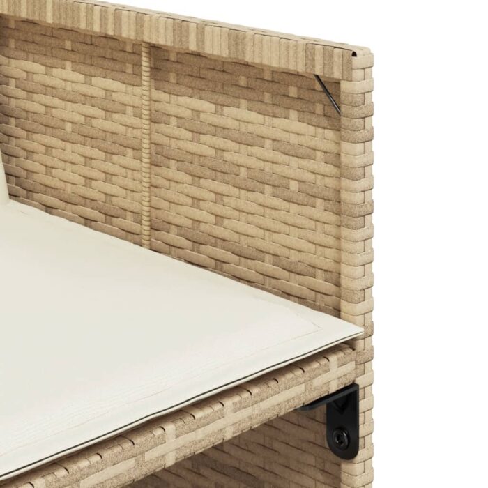 Chaises de jardin avec coussins lot de 4 beige résine tressée – Image 7