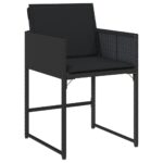 Chaises de jardin lot de 4 avec coussins noir résine tressée – Image 2