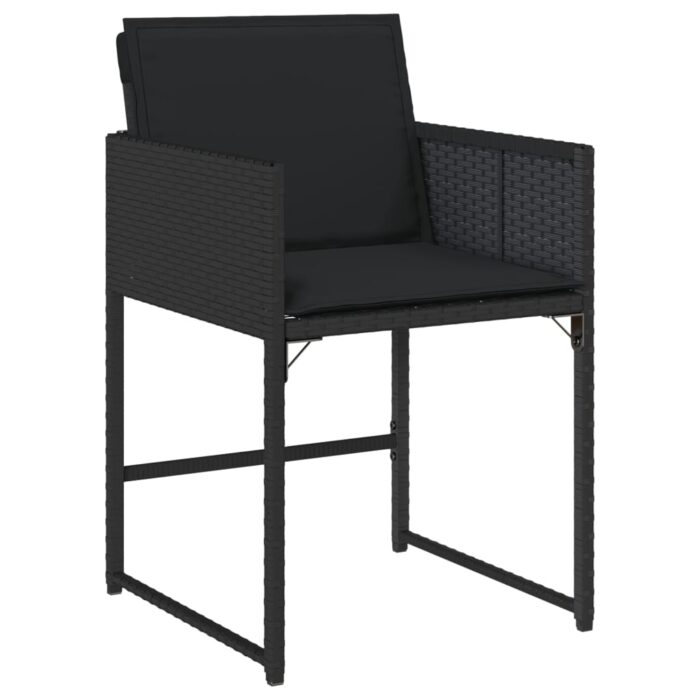 Chaises de jardin lot de 4 avec coussins noir résine tressée – Image 2