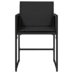Chaises de jardin lot de 4 avec coussins noir résine tressée – Image 3