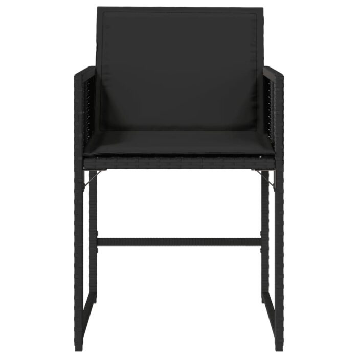 Chaises de jardin lot de 4 avec coussins noir résine tressée – Image 3