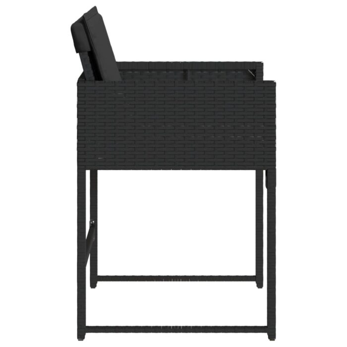 Chaises de jardin lot de 4 avec coussins noir résine tressée – Image 4