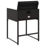 Chaises de jardin lot de 4 avec coussins noir résine tressée – Image 5