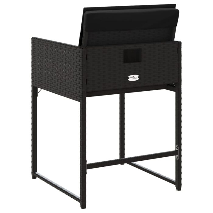 Chaises de jardin lot de 4 avec coussins noir résine tressée – Image 5