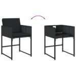 Chaises de jardin lot de 4 avec coussins noir résine tressée – Image 6