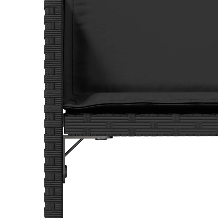 Chaises de jardin lot de 4 avec coussins noir résine tressée – Image 7