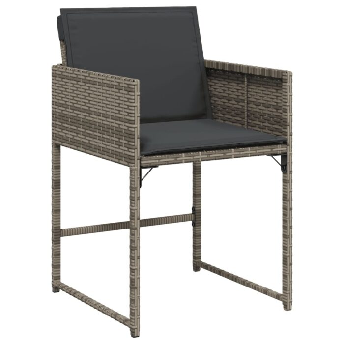 Chaises de jardin avec coussins lot de 4 gris résine tressée – Image 2