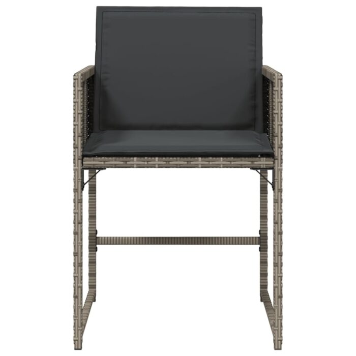 Chaises de jardin avec coussins lot de 4 gris résine tressée – Image 3