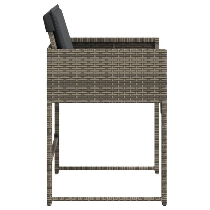 Chaises de jardin avec coussins lot de 4 gris résine tressée – Image 4
