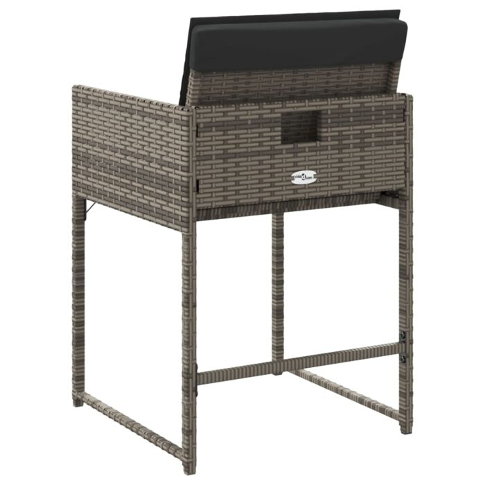 Chaises de jardin avec coussins lot de 4 gris résine tressée – Image 5