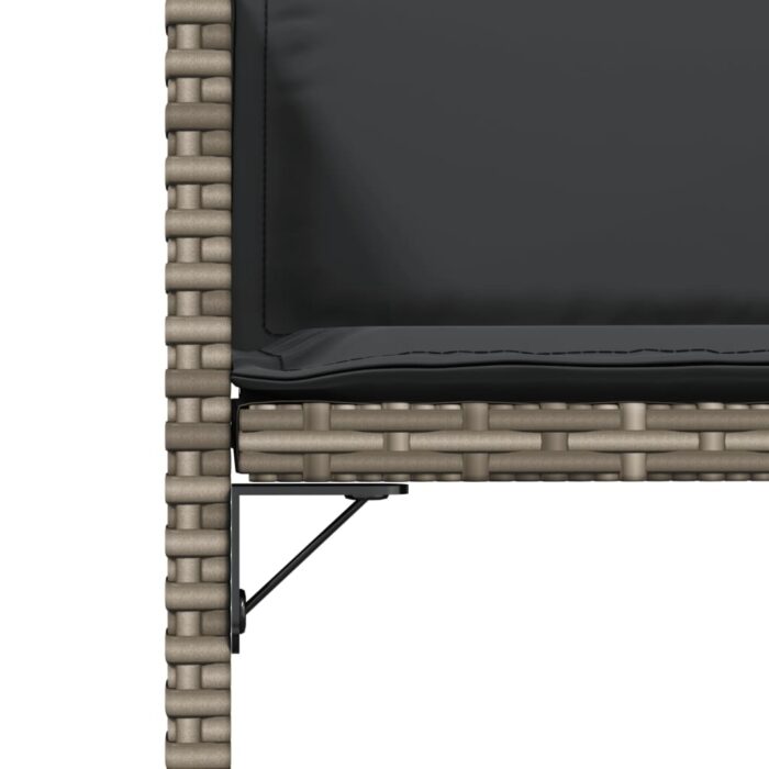 Chaises de jardin avec coussins lot de 4 gris résine tressée – Image 7