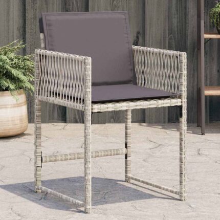 Chaises de jardin avec coussins lot de 4 gris clair poly rotin