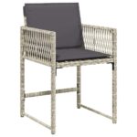 Chaises de jardin avec coussins lot de 4 gris clair poly rotin – Image 2