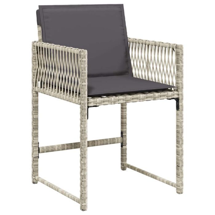 Chaises de jardin avec coussins lot de 4 gris clair poly rotin – Image 2