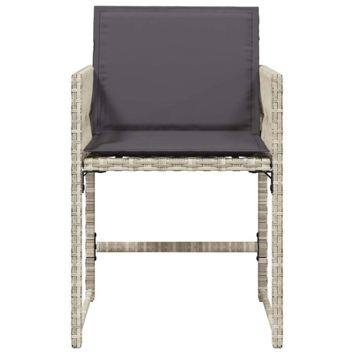 Chaises de jardin avec coussins lot de 4 gris clair poly rotin – Image 3