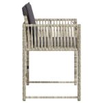 Chaises de jardin avec coussins lot de 4 gris clair poly rotin – Image 4