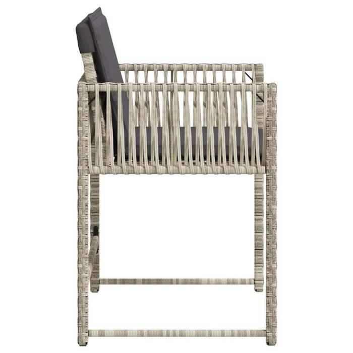 Chaises de jardin avec coussins lot de 4 gris clair poly rotin – Image 4