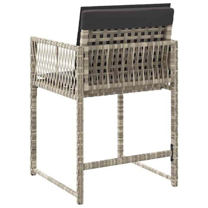 Chaises de jardin avec coussins lot de 4 gris clair poly rotin – Image 5