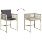 Chaises de jardin avec coussins lot de 4 gris clair poly rotin – Image 6