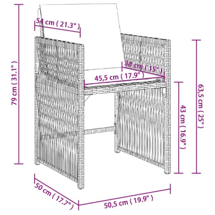 Chaises de jardin avec coussins lot de 4 beige résine tressée – Image 10