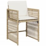 Chaises de jardin avec coussins lot de 4 beige résine tressée – Image 2