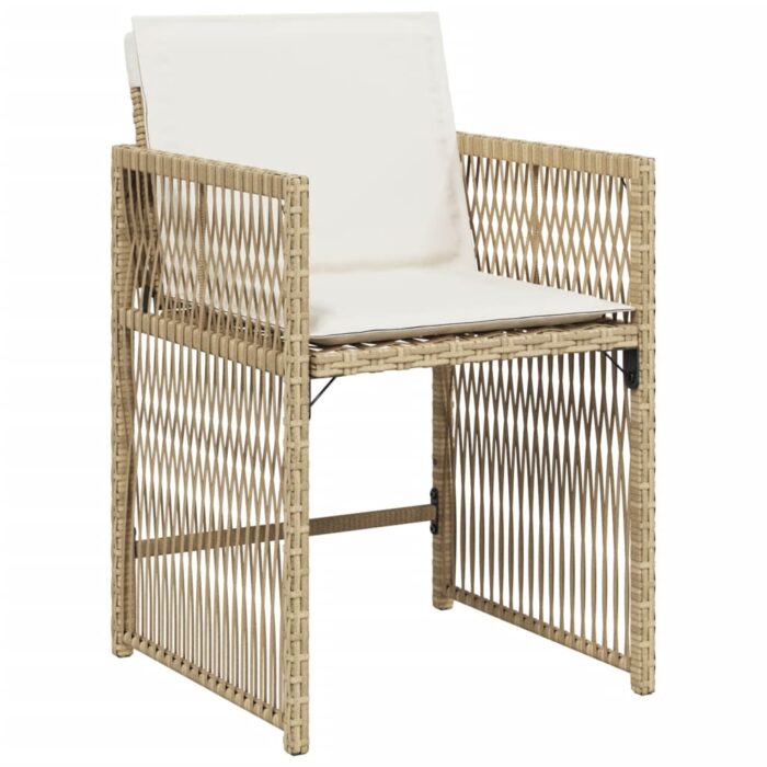 Chaises de jardin avec coussins lot de 4 beige résine tressée – Image 2