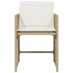 Chaises de jardin avec coussins lot de 4 beige résine tressée – Image 3