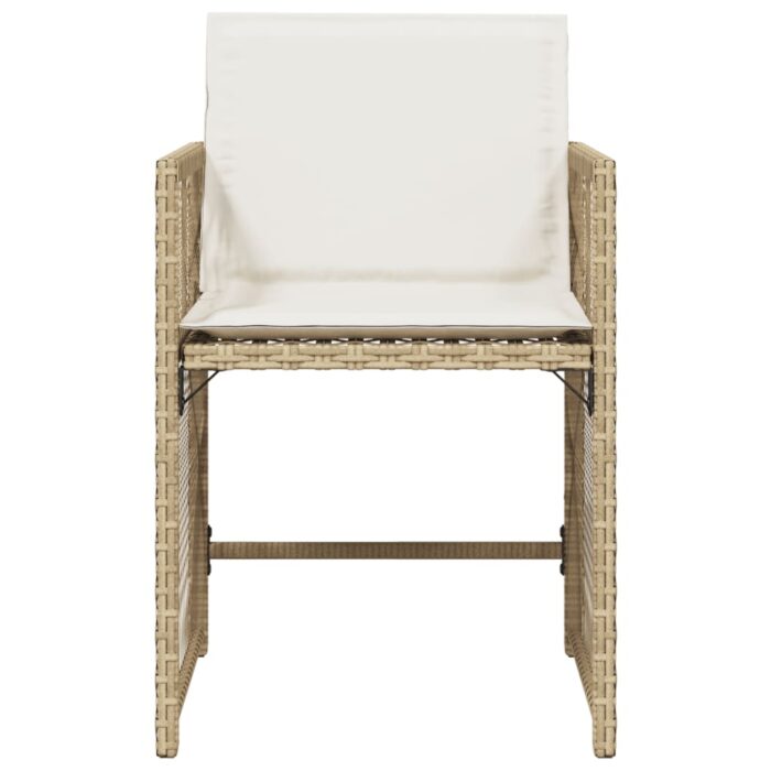 Chaises de jardin avec coussins lot de 4 beige résine tressée – Image 3