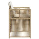 Chaises de jardin avec coussins lot de 4 beige résine tressée – Image 4