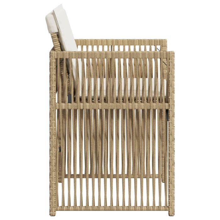 Chaises de jardin avec coussins lot de 4 beige résine tressée – Image 4