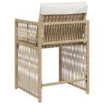 Chaises de jardin avec coussins lot de 4 beige résine tressée – Image 5