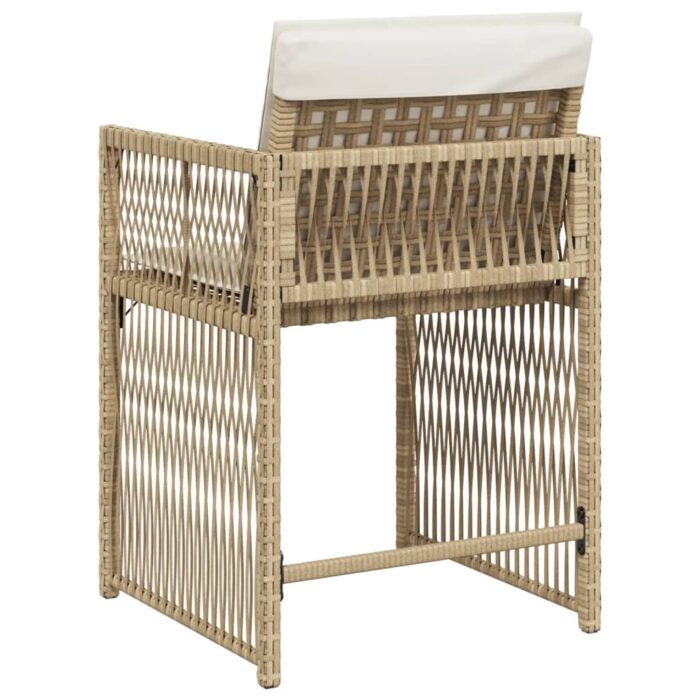 Chaises de jardin avec coussins lot de 4 beige résine tressée – Image 5