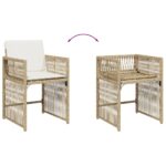 Chaises de jardin avec coussins lot de 4 beige résine tressée – Image 6