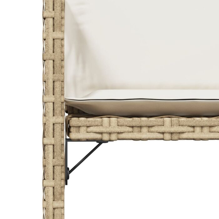 Chaises de jardin avec coussins lot de 4 beige résine tressée – Image 7