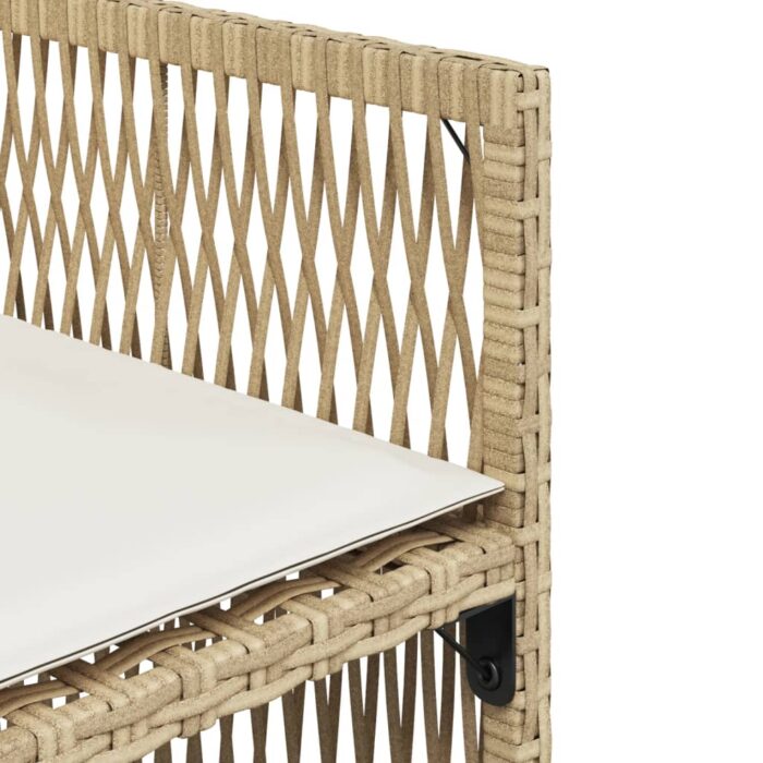 Chaises de jardin avec coussins lot de 4 beige résine tressée – Image 8