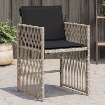 Chaises de jardin avec coussins lot de 4 gris clair poly rotin