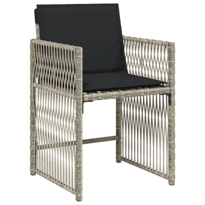 Chaises de jardin avec coussins lot de 4 gris clair poly rotin – Image 2